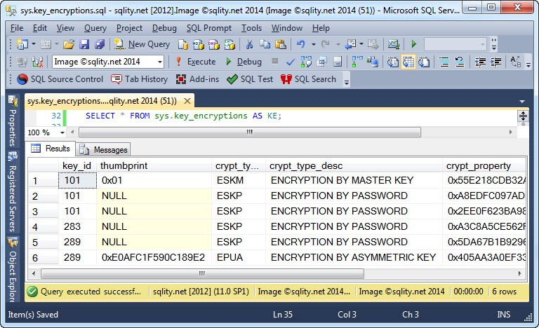 The sys.key_encryptions Catalog View  in Action
