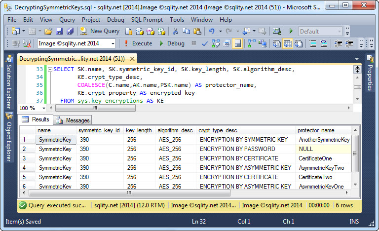 The sys.key_encryptions Catalog View